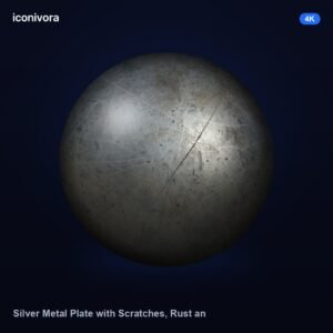 Silver Metal Plate with Scratches, Rust and Dents